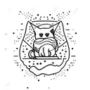 cute cat floating in space and the stars creates a binary code pattern tattoo design idea