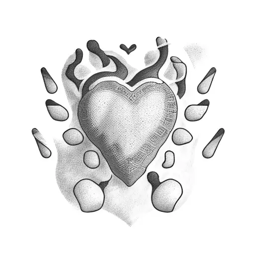 heart with dog paw and softball tattoo design idea