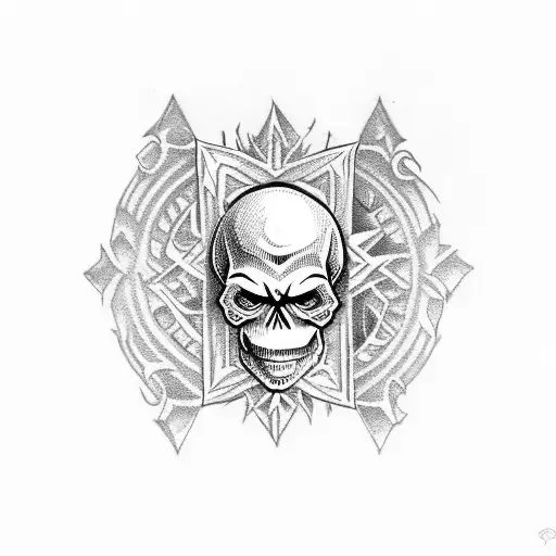 skull king deck card tattoo design idea