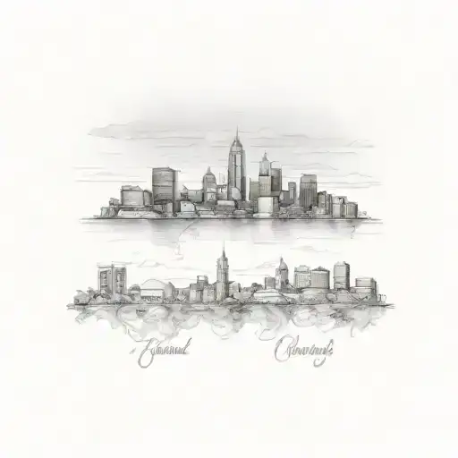 cleveland skyline tattoo design idea
