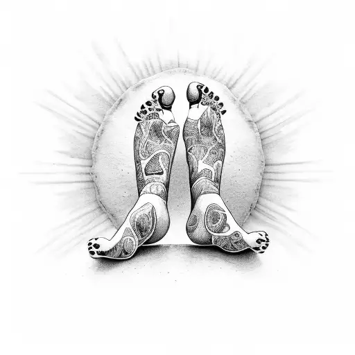 baby feet earth tattoo design idea