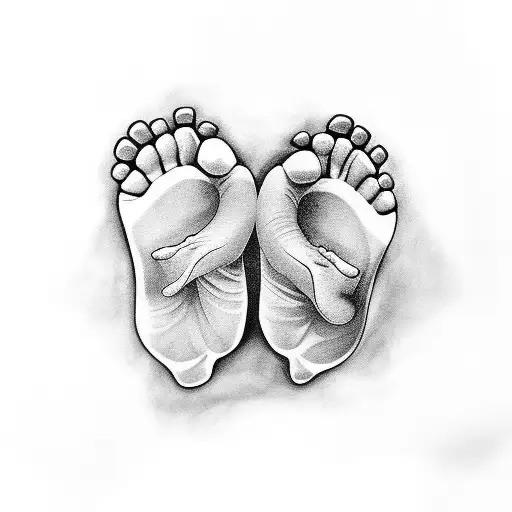 baby feet earth tattoo design idea