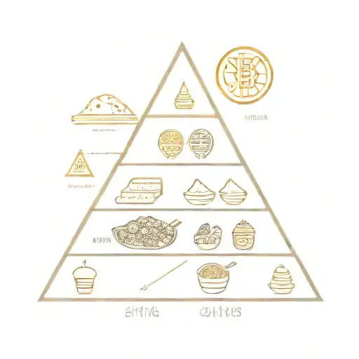 A minimalist design of a low-carb food pyramid made out of Bitcoin symbols tattoo design idea