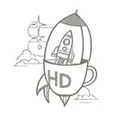 A rocket with a coffee mug next to it and the word hodl, accompanied by luffy's hat and the text "hodl". tattoo design idea