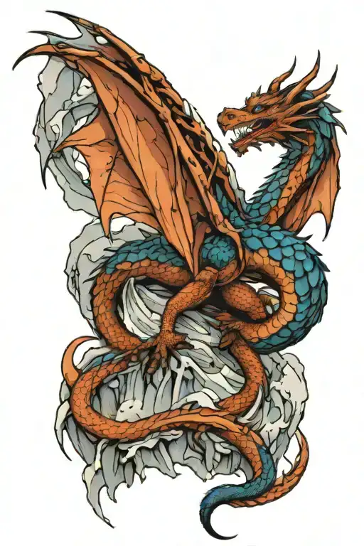 dragon on top of a glacier tattoo design idea
