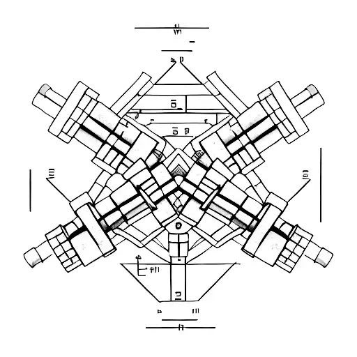 A minimalist tattoo of a dumbbell intertwined with a blueprint, representing your dedication to both the gym and civil engineering. tattoo design idea