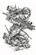 sniper anime girl tattoo design idea