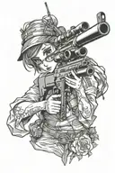 sniper anime girl tattoo design idea