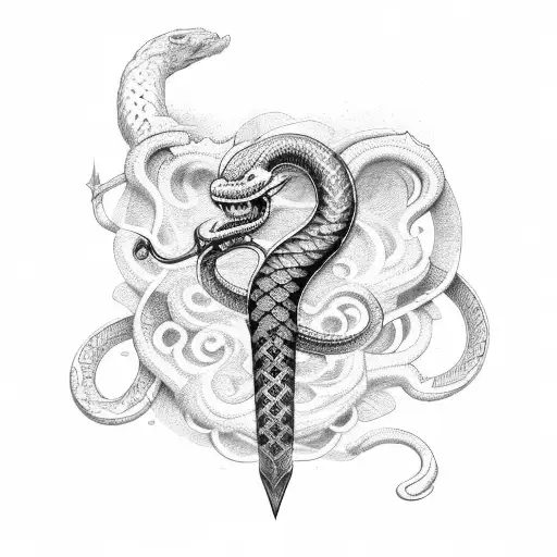 sword tattoo with a snake wrapped around it tattoo design idea