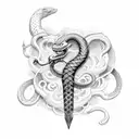 sword tattoo with a snake wrapped around it tattoo design idea