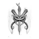 sword tattoo with a snake wrapped around it tattoo design idea
