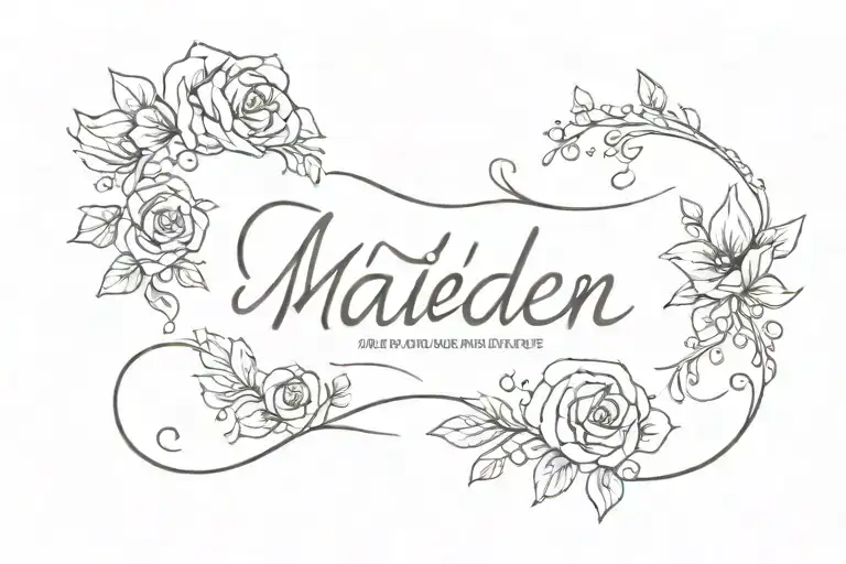 maiden name married name written tattoo design idea