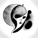 DARK trippy Abstract lineart with Hidden face, with Red color Splashs tattoo design idea