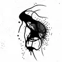 DARK trippy Abstract lineart with Hidden face, with Red color Splashs tattoo design idea