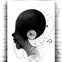 DARK trippy Abstract lineart with Hidden face, with Red color Splashs tattoo design idea