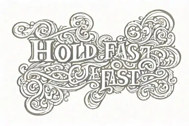 typography spelling "hold fast" simple text tattoo design idea
