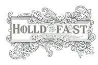 typography spelling "hold fast" simple text tattoo design idea