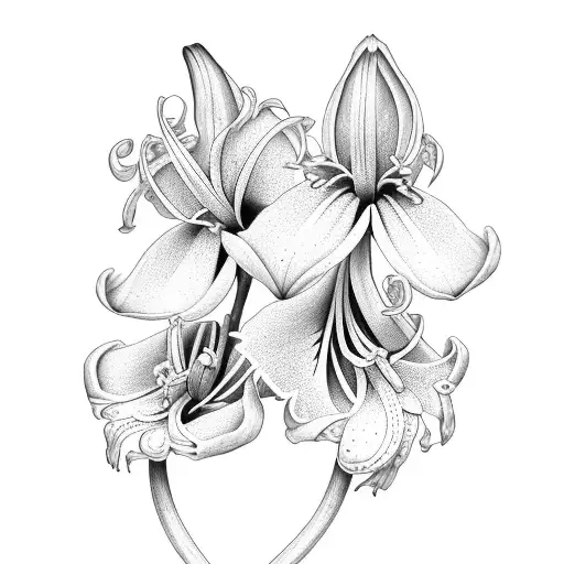 2 lily of the valleys, 2 daffodils, 1 larkspur  tattoo design idea