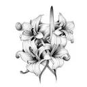 2 lily of the valleys, 2 daffodils, 1 larkspur  tattoo design idea