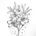 2 lily of the valleys, 2 daffodils, 1 larkspur  tattoo design idea