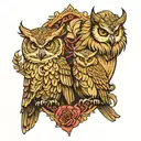owl lion Sagittarius family twins  tattoo design idea