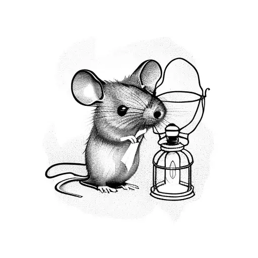 a mouse holding a lantern tattoo design idea