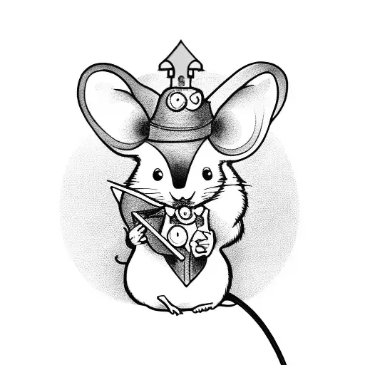 a cute mouse holding a gothic lantern infront of him tattoo design idea