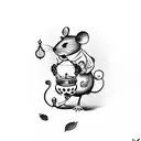 a cute mouse holding a gothic lantern infront of him tattoo design idea