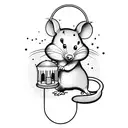 a cute mouse holding a gothic lantern infront of him tattoo design idea