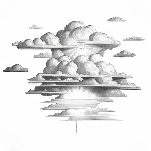 stormclouds with sunbeams tattoo design idea