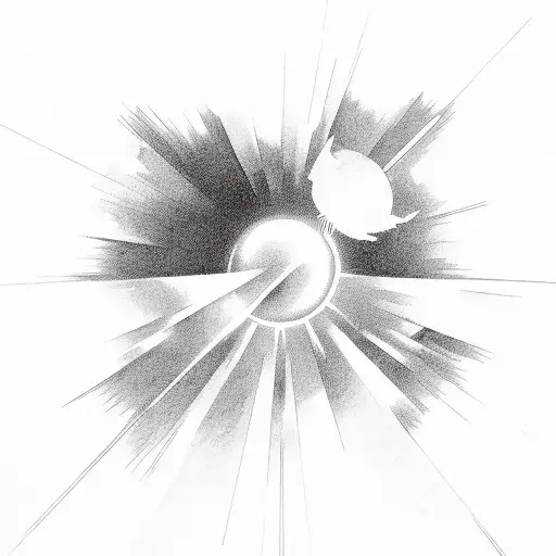 clouds with sunbeams tattoo design idea