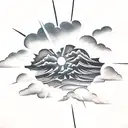 clouds with sunbeams tattoo design idea