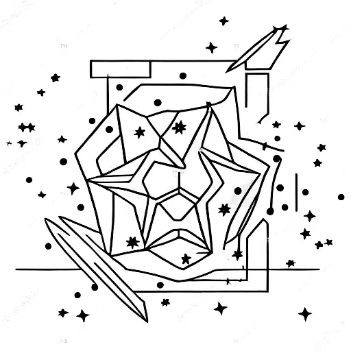A constellation of stars forming the shape of a book, with a shooting star across it tattoo design idea