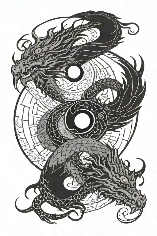 Yin yang with dragon tattoo design idea