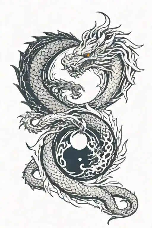 Yin yang with dragon tattoo design idea