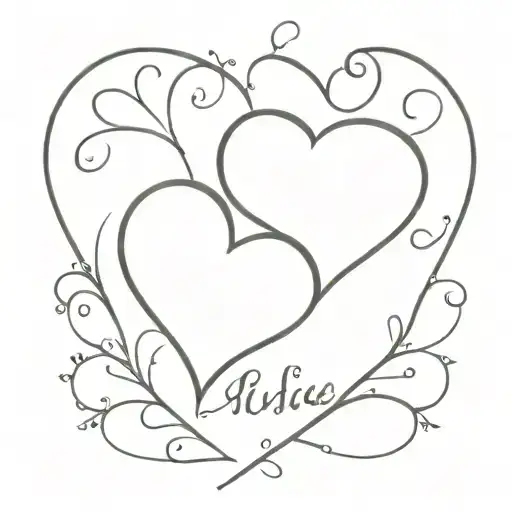 Ellie and Lucas names in the shape of a heart shape tattoo design idea