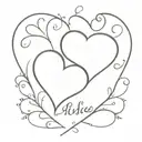 Ellie and Lucas names in the shape of a heart shape tattoo design idea