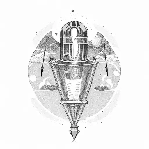 pikes peak with rocketry and beer brewing and the name Jeff tattoo design idea