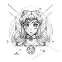 geometric sailor moon tattoo design idea