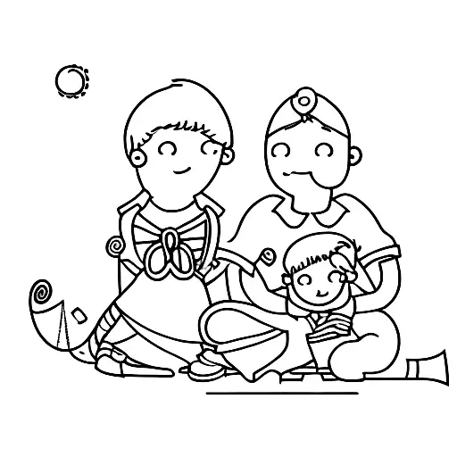 husband and wife with 2 boys tattoo design idea