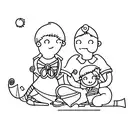 husband and wife with 2 boys tattoo design idea