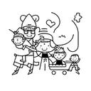 husband and wife with 2 boys tattoo design idea