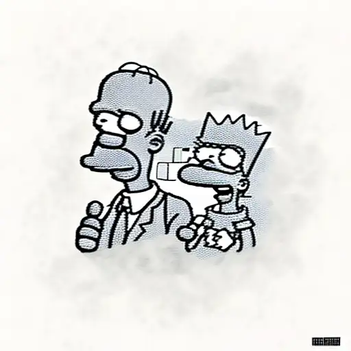 Bart and Homer Simpson smoking on a couch tattoo design idea