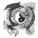 pisces but in yin and yang concept tattoo design incorporating elements tattoo design idea