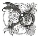 pisces but in yin and yang concept tattoo design incorporating elements tattoo design idea