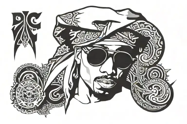 Design a tattoo of 2Pac's iconic bandana with a subtle nod to his music tattoo design idea