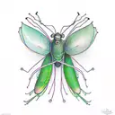 Green mantis holding a black moth by the wings tattoo design idea