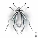 Green mantis holding a black moth by the wings tattoo design idea