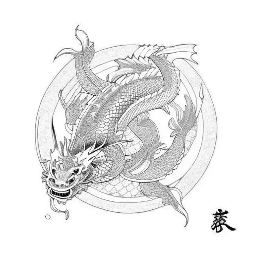 Koi Fish dragon tattoo design idea