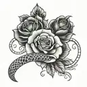 rose and snake wrapped tattoo design idea